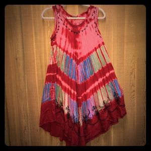 🌻 5/$25 R.G. Tie Dye Boho Embroidered Dress